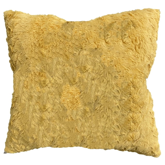 Lot de 2 coussins déco en fausse fourrure Hometrends – Jaune éclatant