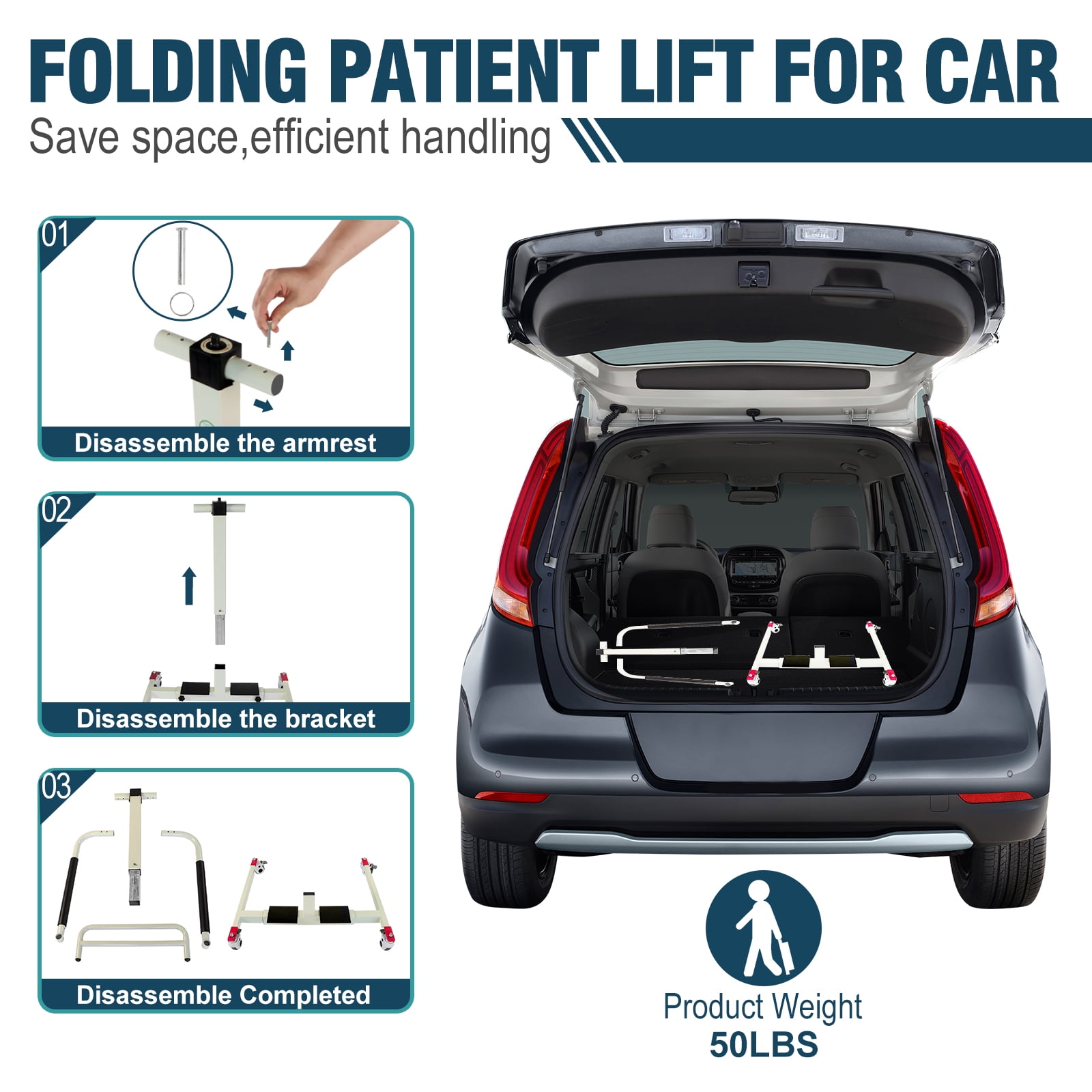 Patient Lift Transfer Chair, Wheelchair to Car Transfer Devices, Shower Chair Lift Aids for Elderly Chair Lift Assist Devices for Seniors - No Electric Lightweight Foldable for Home