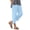 Light Blue 1, variant on Ladies Cropped Trousers Capri Pants for Women Cotton Linen Petite Tapered Pants Comfy Summer 3/4 Length Trousers Stretchy High Waist Straight Leg Lounge Loose Yoga Beach Capris Pants with Pockets
