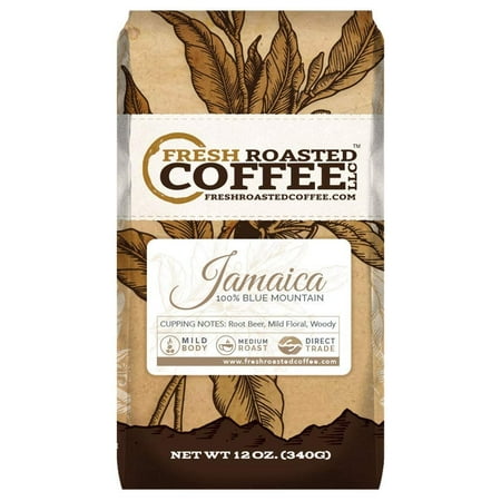 100% Jamaica Blue Mountain Coffee, Whole Bean Bag, Fresh Roasted Coffee LLC. (12