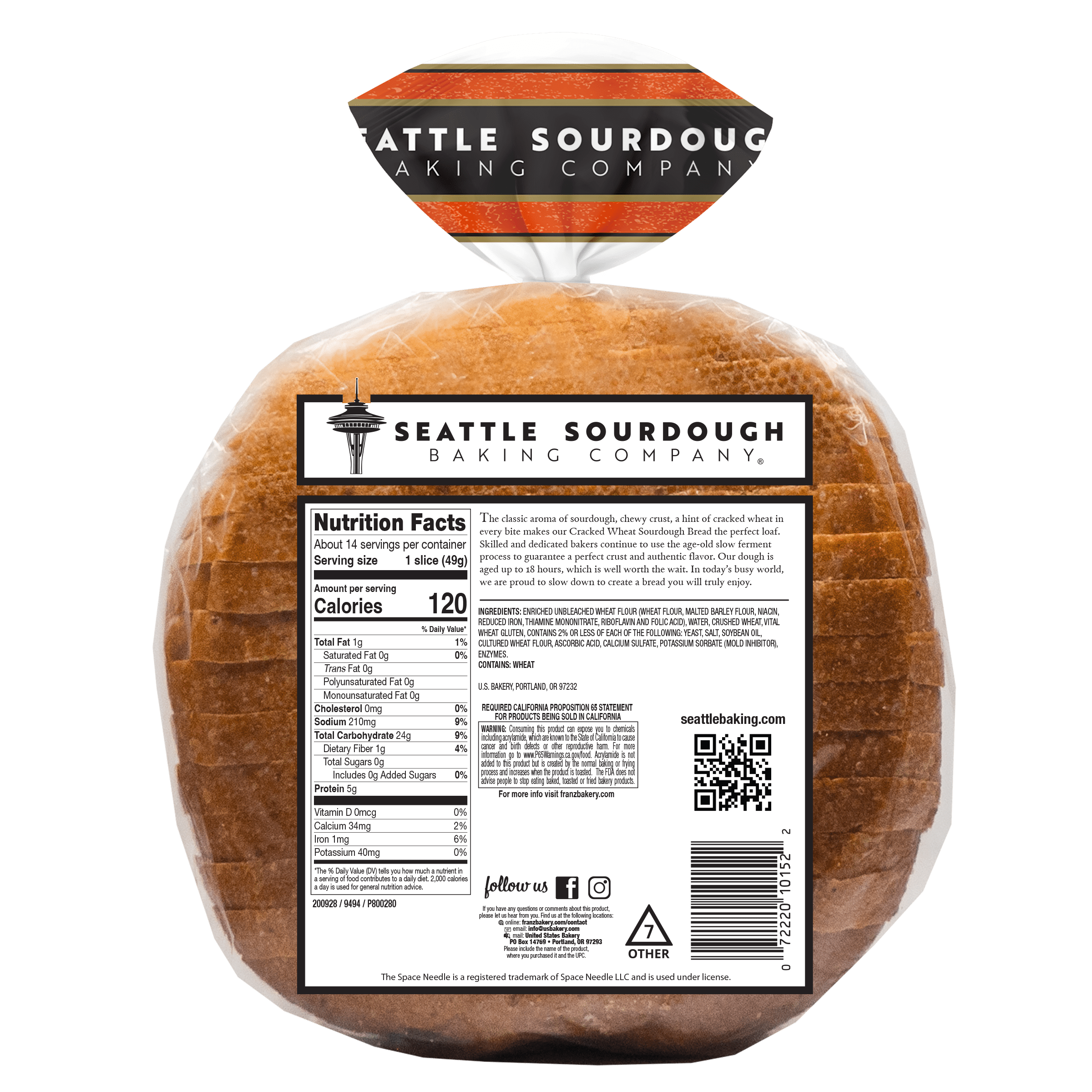 Seattle Sourdough Cracked Wheat Sliced Round, 24 oz