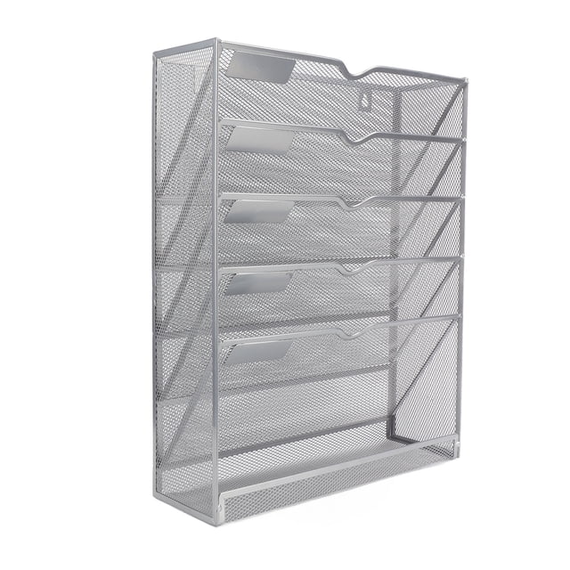 Organizador de archivos de pared, 5 niveles, ahorro de espacio, diseño humanizado, archivador montado en la pared de hierro para oficina y hogar