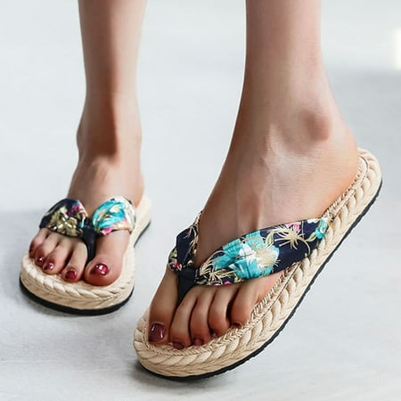 

Ykohkofe Fashion Spring And Summer Flip Flops Bohemian Cloth Belt Women s Sandals