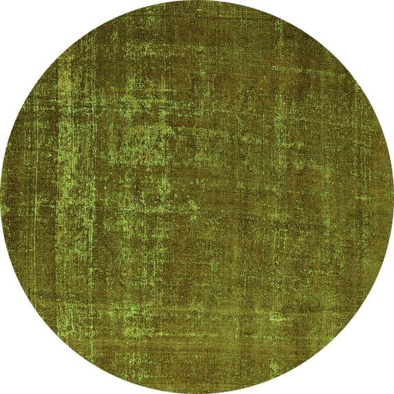 Ahgly Company Indoor Round Oriental Green Industrial Area Rugs, 7' Round