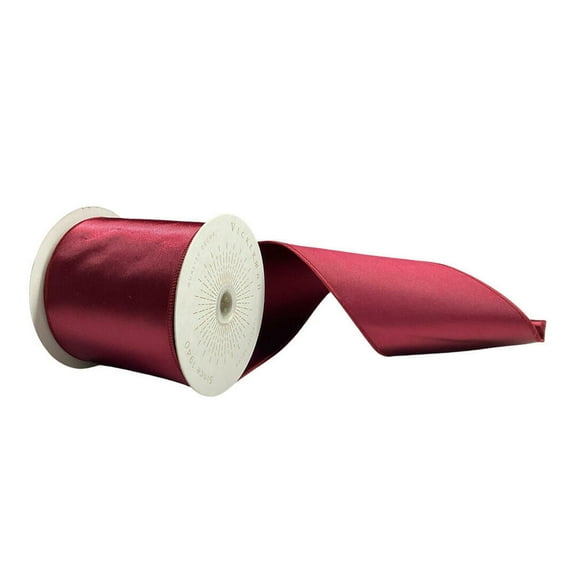 Vickerman QTX241119 4 in. x 10 Yards Wine Satin Ribbon