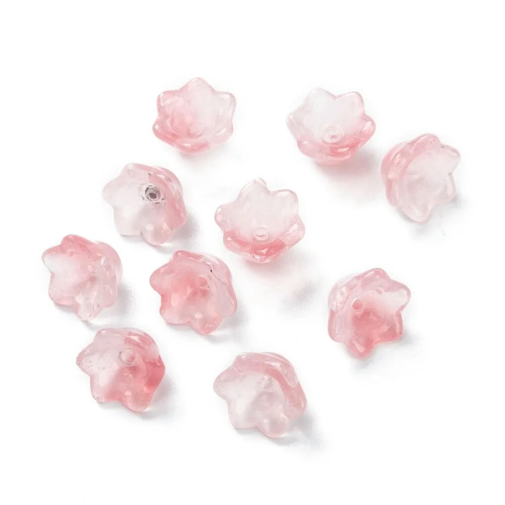 U8MO 200pc 11x10mm Electroplate Glass Flower Beads Bead Caps Loose Spacer Craft Beads