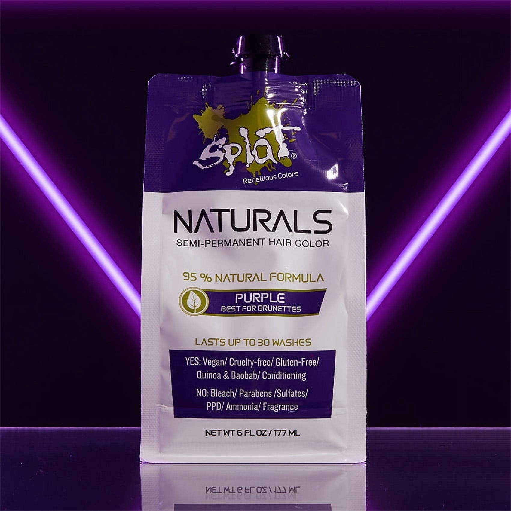 Splat Naturals Conditioning Hair Color, Semi-Permanent Hair Dye, Purple, 6 fl oz Pouch - image 2 of 4