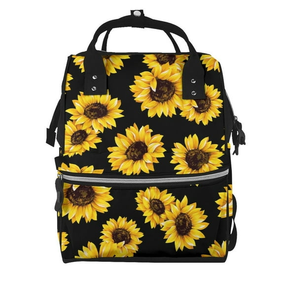 Fuzoiu Sunflower 6 Print Diaper Bag Backpack,Baby Essentials Travel Tote,Multi function Waterproof Diaper Bag, Travel Essentials Baby Bag - Unisex