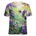 thumbnail image 5 of Flower Hummingbird T Shirts Basic T-Shirt Short Sleeve Ladies Tee Shirt Summer Graphic Clothing, 5 of 6