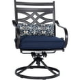 thumbnail image 6 of Hanover Montclair 3-Piece All-Weather Outdoor Patio Bistro Dining Set, 2 Swivel Rocker Chairs with Comfortable Seat and Lumbar Cushions, 27" Square Stamped Rectangle Table, MCLRDN3PCSW2-NVY, 6 of 10