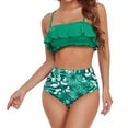 thumbnail image 1 of Soidarity Traje de baño dividido para mujer, traje de baño con volantes y tirantes Chinlon, ropa interior estampada para vacaciones, traje de playa, Deportes acuáticos Verde L Soidarity OD021142-03, 1 of 6