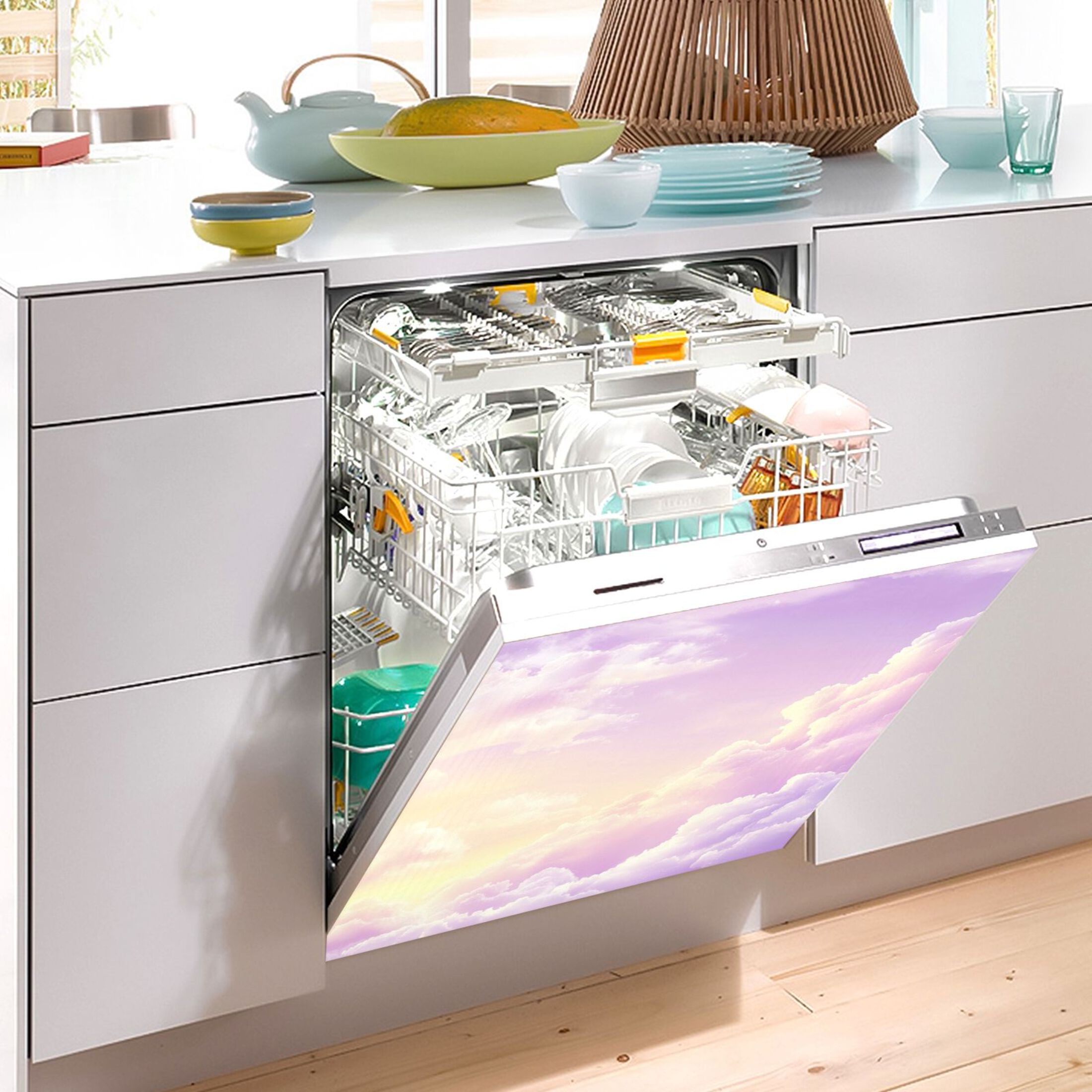 Dishwasher Magnetic Sticker 23x26 Inch Refrigerator Magnetic Sticker Washing Machine Magnetic Sticker Kitchen Panel Magnetic Sticker Home Decor Pretty Purple Cloud