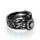 thumbnail image 4 of JeenMata Anillo de Filigrana de Diamantes Eduardianos con Diamantes Redondos Estilo Art Déco, Anillo de Bodas Engastado en Oro Negro de 10 K, 4 of 6