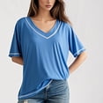thumbnail image 2 of Posijego Hauts d'Été pour Femmes 2025 Col en V Manches Courtes T-Shirts Décontractés Amples Confort Classiques, 2 of 6