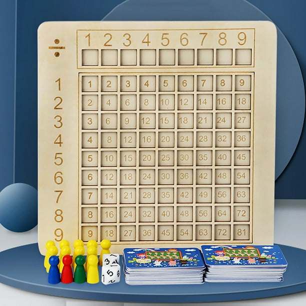 Tabla De Multiplicación Montessori De Madera – Set Completo Con 100 Tarjetas, 100 Bloques, Dados Y 4 Figuras, Juego Educativo De Matemáticas Para Niños +3 Años