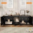 thumbnail image 5 of TEQIN Cat Litter Box Enclosure for 2 Cats,Litter Box Furniture with Double Room, Central Entry, Cat Hidden Litter Box TV Stand for Living Room, 55”L x 17.2”W x 22.4”H, 5 of 9