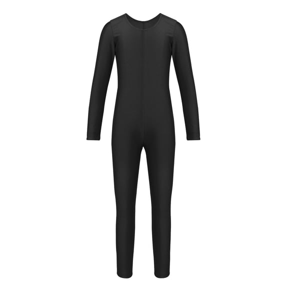 vastwit Kids Girls Long Sleeves Ballet Dance Leotard Bodysuit Full Body Gymnastic Athletic Unitard Dancewear Black 5-6