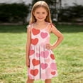 thumbnail image 6 of Vornjynx Girls Flare Dress Hearts Print Square Neck Adjustable Strap Daily Summer Cute Sundress Pink Size 1, 6 of 9