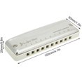 thumbnail image 2 of Blues Harmonica 10 Holes Mouthorgan F Key Stainless Steel ABS Resin Wind InstrumentWhite, 2 of 4