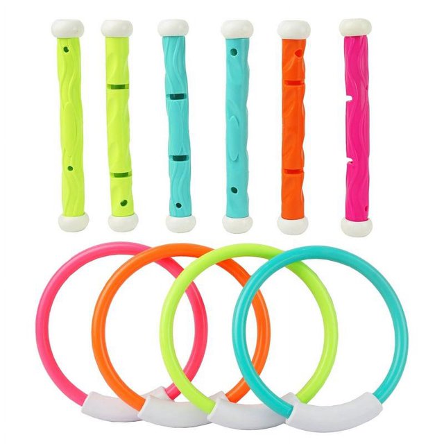 Pool Toys, YCFUN 10-Pcs Dive Stick Ring Set, Dive Party Pack Pool Set for Child Boys Kids, Red