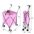 thumbnail image 3 of Costway Folding Shopping Cart Utility with Water-Resistant Removable Canvas Bag Pink, 3 of 10