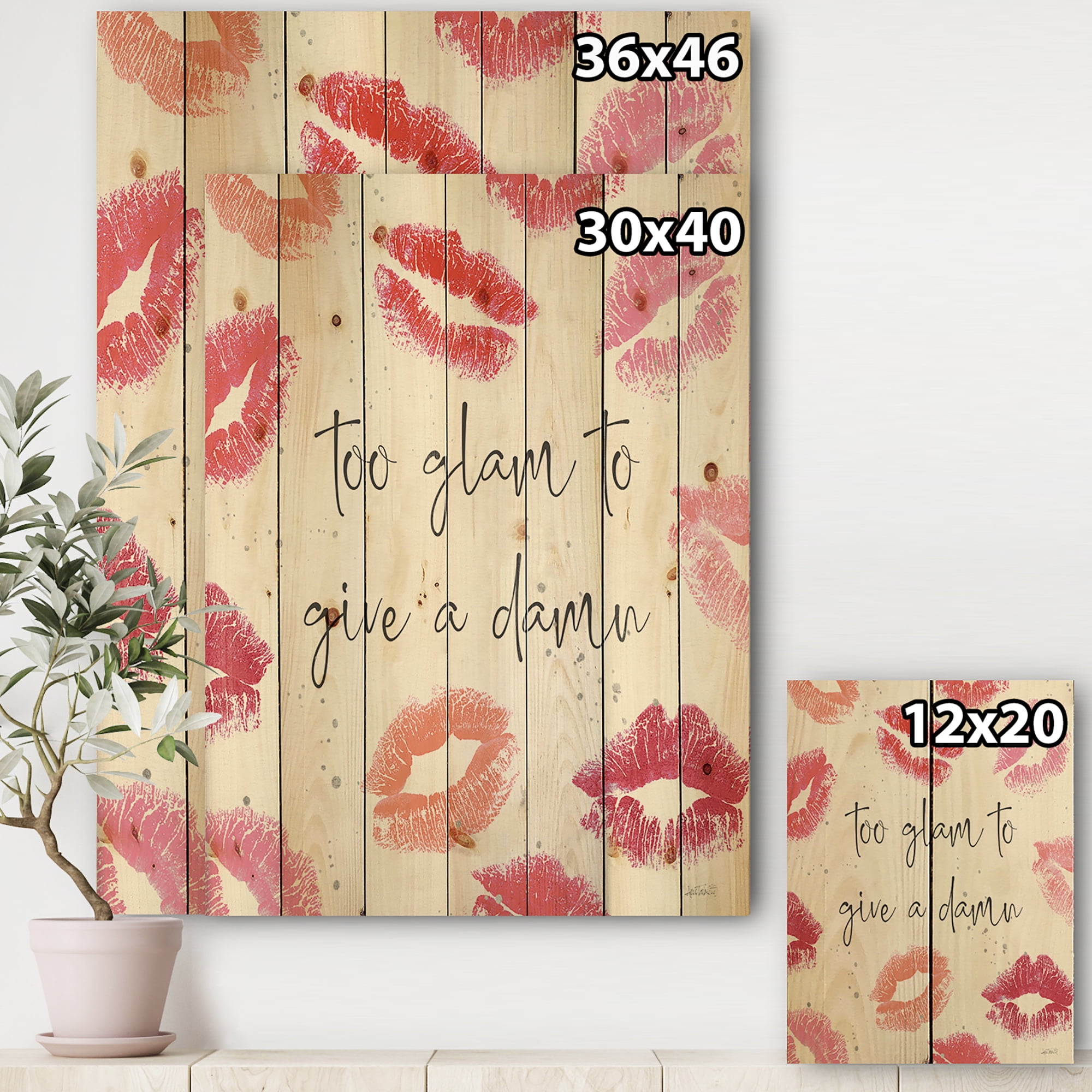 Designart 'Glam Chic Accents VII' Fashion Print on Natural Pine Wood