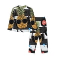 thumbnail image 2 of Rateoe Pineapple With Black Glasses Pattern Womens Pajamas Set Long Sleeve Sleepwear Button Down Nightwear Soft Cotton Pj Lounge Sets, 2 of 9