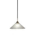 thumbnail image 1 of Paramount 1 Light Mini Pendant In Matte Black And Brass Finish With 16" Frosted Crystal Glass, 1 of 1