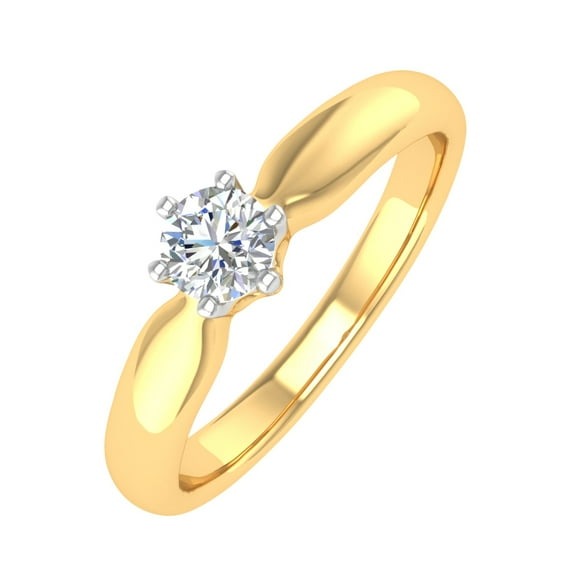 1/5 Carat 6-Prong Set Diamond Solitaire Engagement Ring Band in 14K Yellow Gold (Ring Size 4.5)
