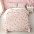 thumbnail image 2 of Erosebridal Delicate Satin Bow Ribbon Quilt Full for Girls, Romantic Floral Print Full Bedspread Sets, 3pcs 1 Coverlet and 2 Pillowcases, 2 of 7