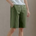thumbnail image 2 of RYRJJ Women's Bermuda Long Shorts with Pockets High Waisted Knee Length Shorts for Women Walking Athletic Workout Yoga(Army Green,L), 2 of 6