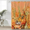 thumbnail image 2 of 54x78 Inch Shower Curtain Decorative Orange Fall Pumpkins Bathtub Bath Curtains Fabric Waterproof Bathroom Decor Thanksgiving Wheat Birds Small Stall Shower Curtain Set with 12 Hooks, 2 of 6