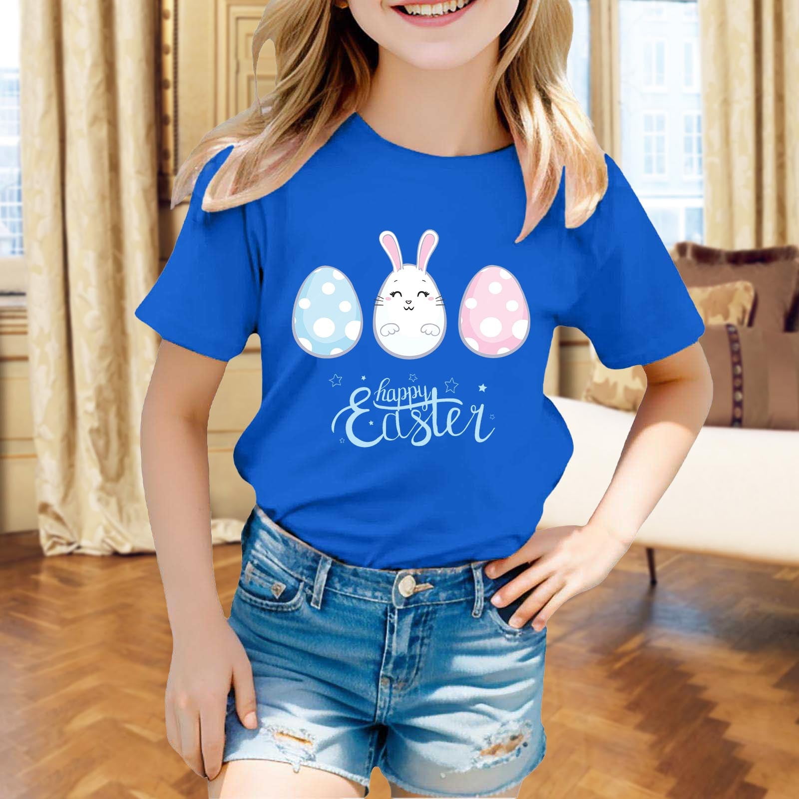 GDREDA Girl Clothes Children's Fashion Easter Theme Printed T