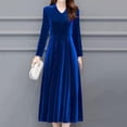 thumbnail image 3 of Vestido Midi de fiesta Vintage para mujer, Vestido de manga larga de terciopelo negro burdeos, 3XL, 4XL, 5XL, 6XL, 2024, 3 of 5