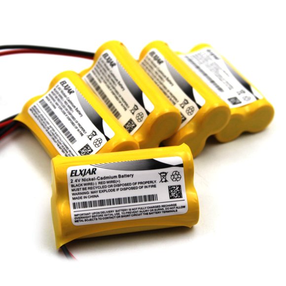 elxjar (paquete de 5) 2.4V 600mAh Reemplazo de batería Señal de salida Luz de emergencia Exitronix 10010036 Lithonia 10010034 Interstate NIC1394 BEL-179