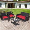thumbnail image 3 of Patiojoy 8-Piece Patio Rattan Sofa Furniture Set Conversation Set with Tempered Glass Table Red, 3 of 6
