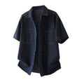thumbnail image 5 of COSFO Short Sleeve Mens Summer Denim Shirts Casual Collared Tops Button-Up Shirts Regular Fit with Pocket Solid Mens Shirt, 5 of 5