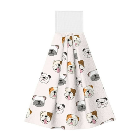 

Jgfou Bulldog Face Print Coral Fleece Microfiber Hanging Hand Towel Soft Premium Dishcloths Multi-Purpose Dust and Stain Removal Cleaning Supplies