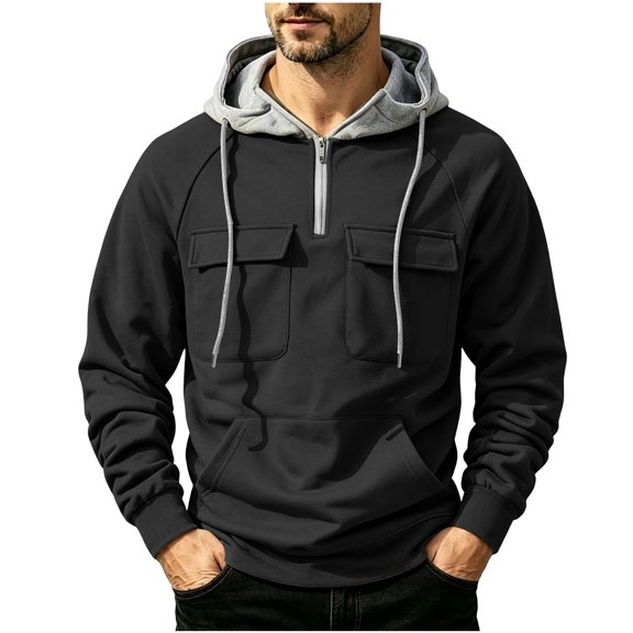 Admvng Men's Hoodies Sweatshirt Long Sleeve Fall Outfits Solid Casual Pullover Tops