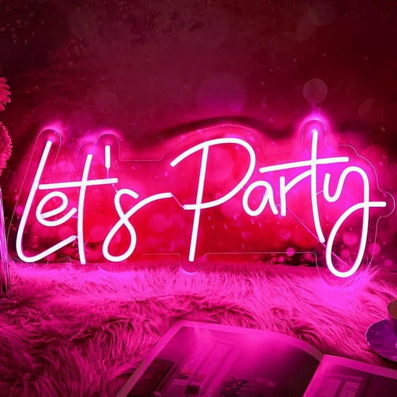 Custom LED Neon Light Sign Lets Party Light Signs for Single Cocktail Dance Holiday Party Wall Decor Size Night Light