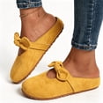 thumbnail image 3 of Women's Bowknot Faux Suede Mule Clogs, Slip-On Closed-Toe Casual Comfort Slides, 3 of 4