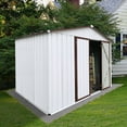 thumbnail image 4 of Metal Garden Sheds Outdoor Storage Sheds, White and Brown 10FTx8FT, 4 of 5