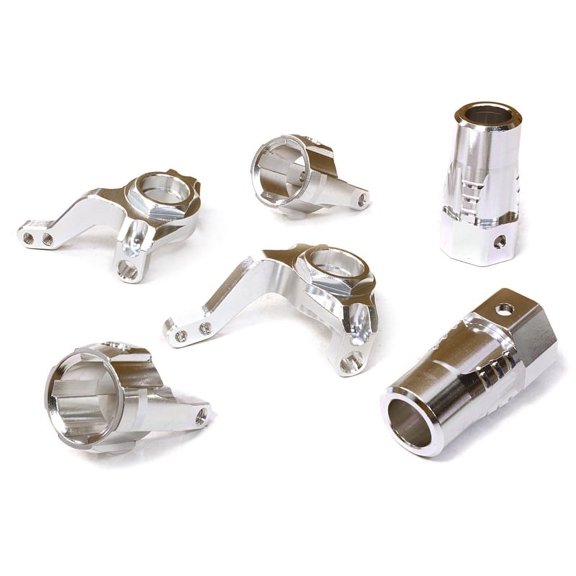 Integy RC Toy Model Hop-ups C26557SILVER Billet Machined Steering, Caster Block & Rear Lockout Set for Axial SCX-10