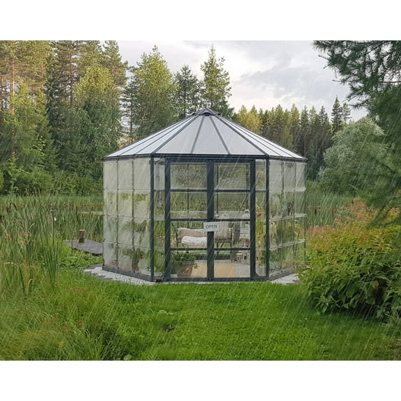 Palram - Canopia Oasis 12' Walk-In Hexagonal Greenhouse - Gray - with 2 Louver Windows