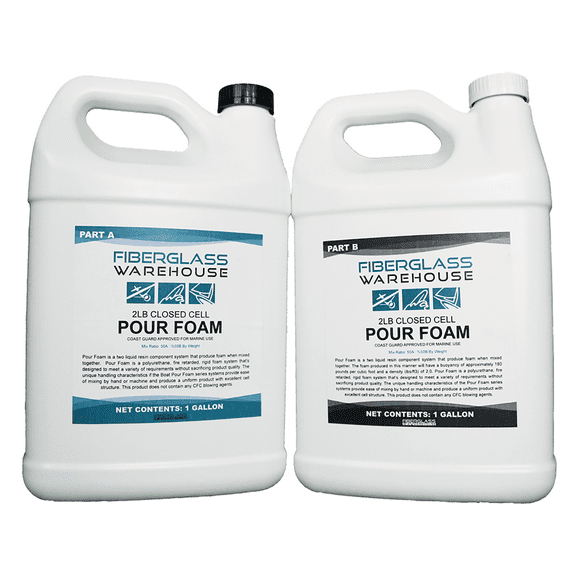 2lb. Boat Expanding Pour Foam, Polyurethane Closed Cell Pour Foam- Coast Guard Approved (2 Gallon Kit)