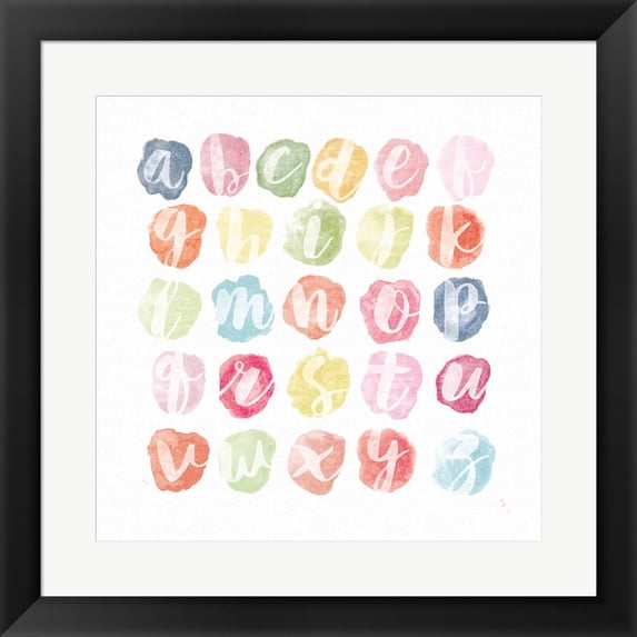 Watercolor Alphabet by Sarah Adams, Framed Wall Art, 19.5W x 19.5H
