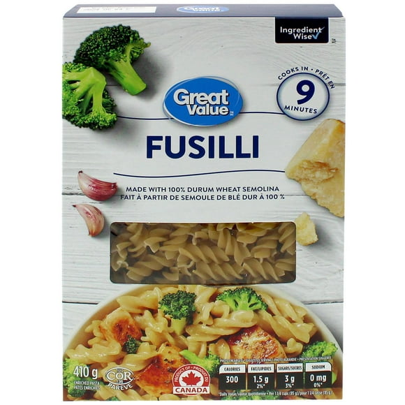 Great Value Fusilli, 410 G