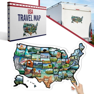 3D Raised Relief Map of USA 12" x 9" Glossy Full Color Travel Map