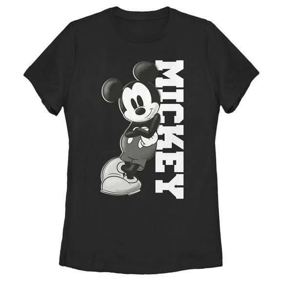 Women's Mickey & Friends Black and White Mickey Mouse Graphic Tee Black Medium