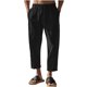 thumbnail image 2 of Pantalones largos para hombre, informales, de vacaciones, con bolsillo, cordón, color liso, cintura elástica, pantalones cortos para hombre, 2 of 4